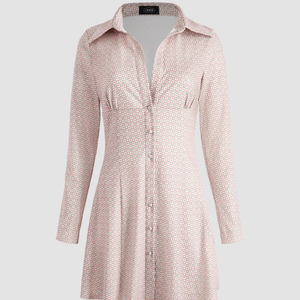 Cider - All Over Print Button Up Dress (S)